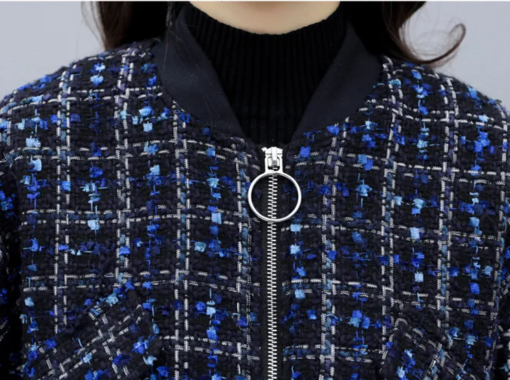 

Autumn Winter Elegant Runway Tweed Two Piece Set Women Plus Size Long Sleeve Coat Zipper Cardigan And Mini Skirt Set Suit Outfit