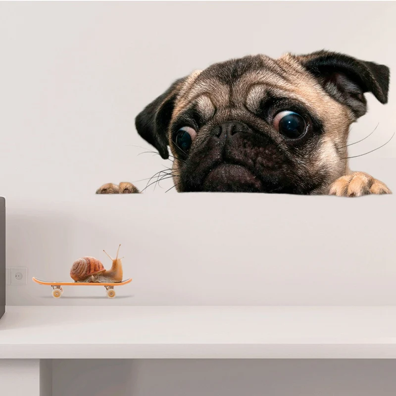 

Funny and Cute 3D Car Window Decal Pug Dog Watch Snail Pet Puppy Laptop Toilet Car Sticker Auto Supplies 30x20cm 1pc