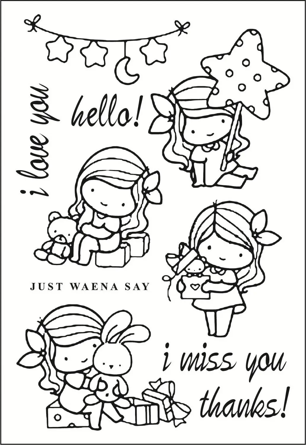 Прозрачный силиконовый штамп со звездами для девушек 11X16 скрапбукинга