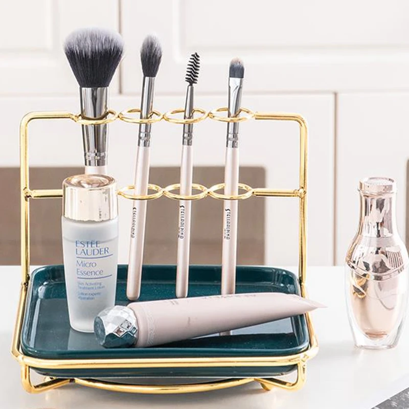 Скандинавский креативный Настольный металлический органайзер для косметики