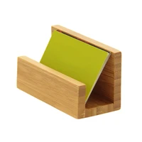 aay bamboo wood desktop business card holder for desk sturdy business card display stand for office suitable for men women