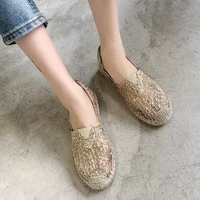 new 2021hot sale women loafers mesh shoes flats ladies espadrilles female casual slip on black white
