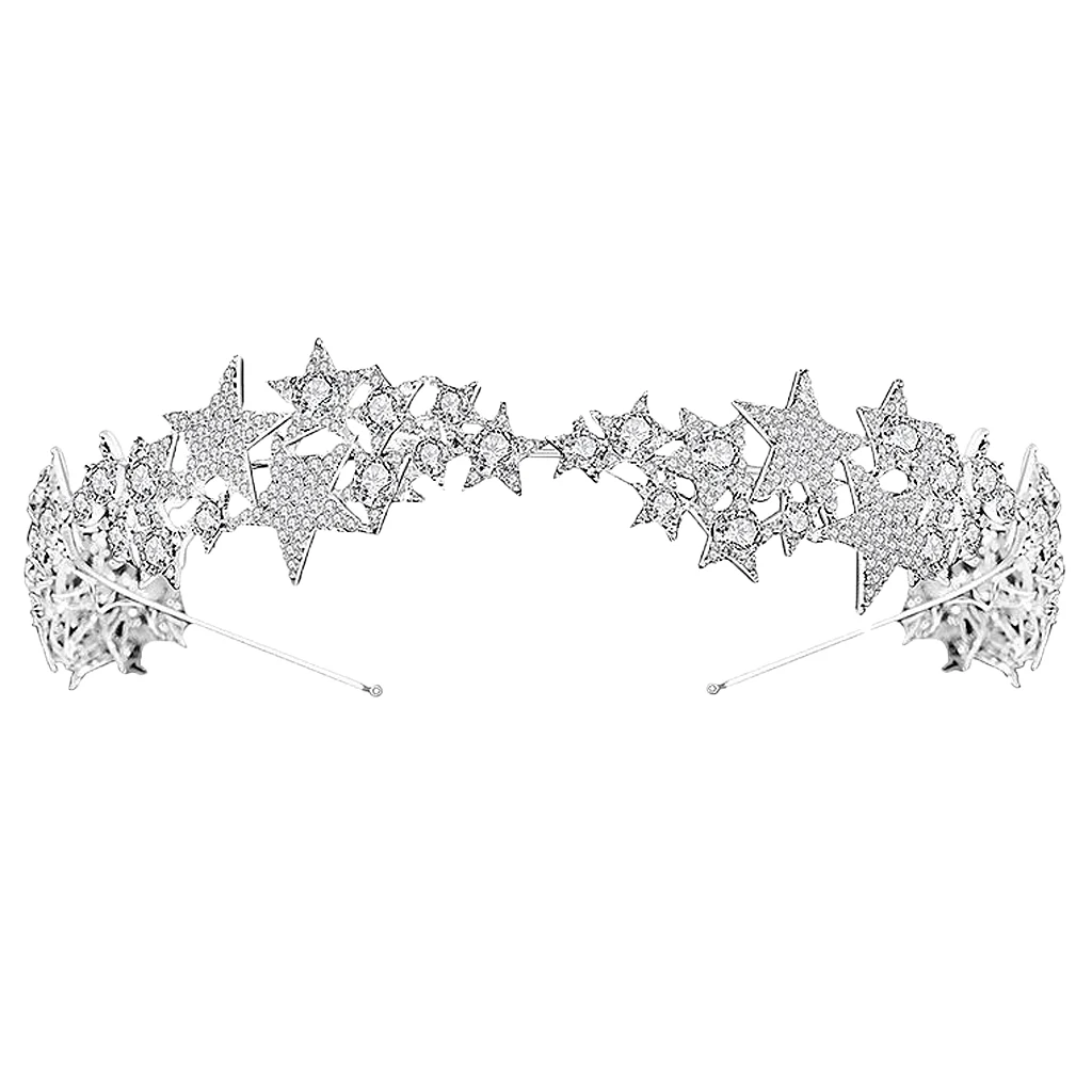 

Wedding Party Rhinestones Headband Sparkling Star Crown Hair Band