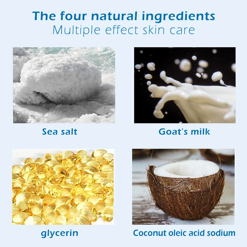 

100g Sea Salt Soap Face Care Wash Basis Soap Moisturizing Sea Salt Goat Milk Clean Soap Mild And Non-Irritating Removal Pimple