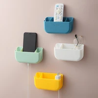 multifunctional punch free storage and finishing wall mounted three cell remote control storage box mobile phone charging rack