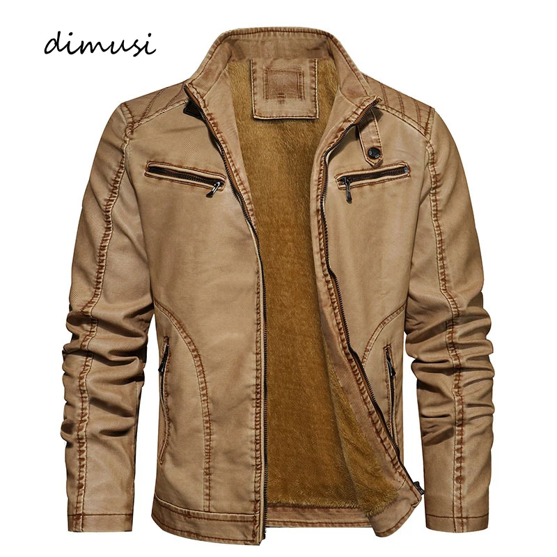 DIMUSI мужская куртка из искусственной кожи кожаные пальто зимние повседневные