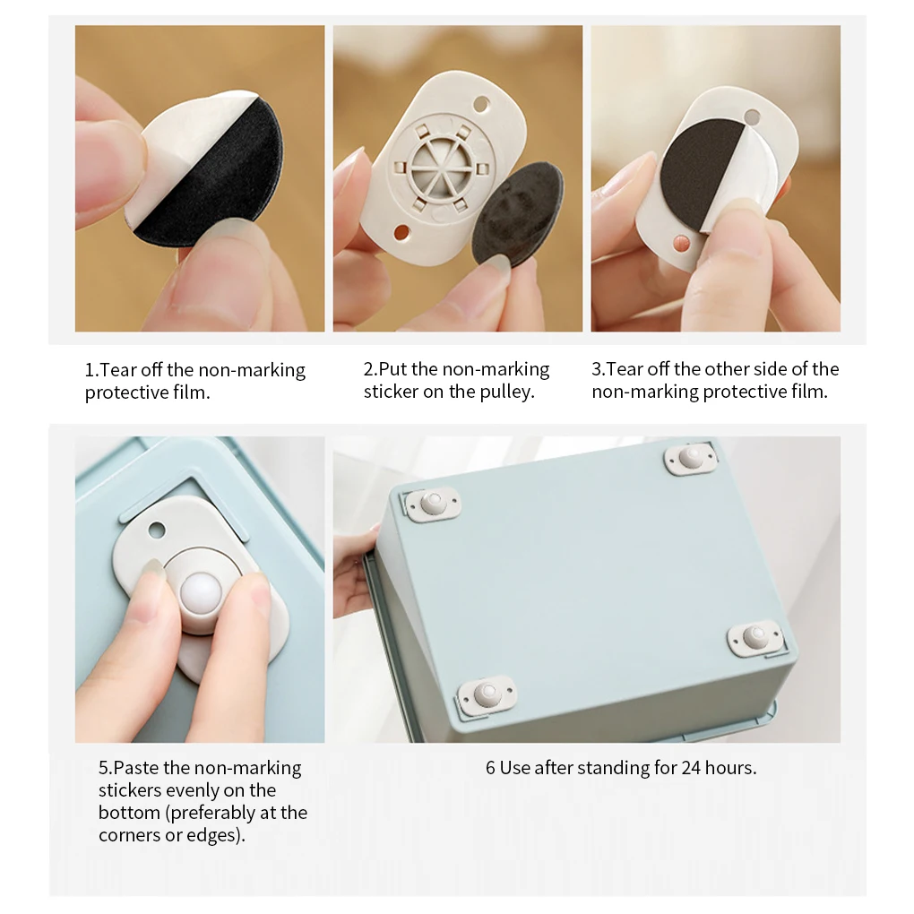 

4pcs Caster Pulley 360 Degrees Universal Wheel Sticky Low-noise Storage Box Roller Stainless Steel Pulley/Plastic Pulley