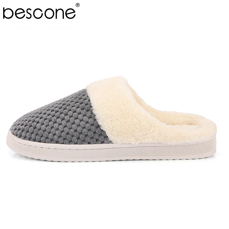 BESCONE/зимние мужские тапочки теплая хлопковая домашняя Нескользящая простая