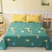 bed sheet pillowcase 3 piece set of sanded thick bed sheet skin friendly simple sheet double twill bedding cartoon