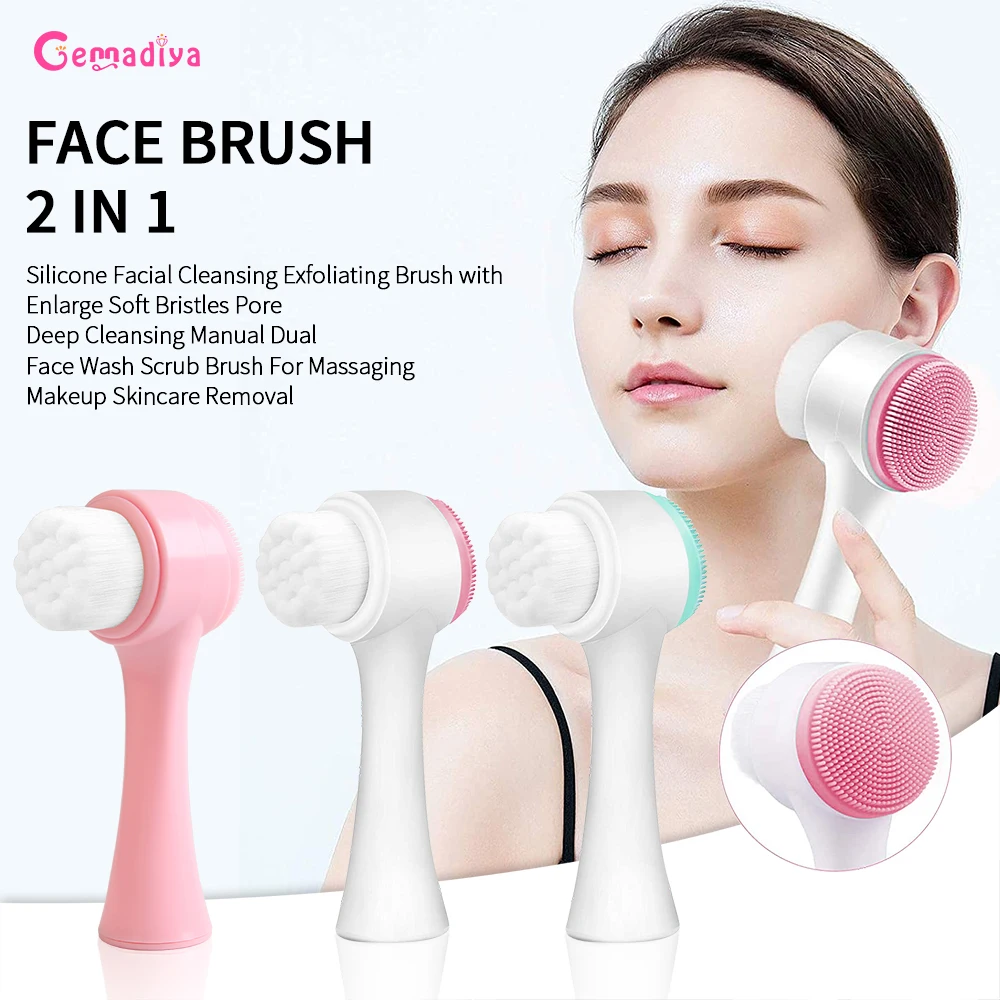 

Double-Sided Silicone Face Cleansing Brush Facial Cleanser Blackhead Removal Product Pore Cleaner Exfoliator Face Scrub Brush Sk