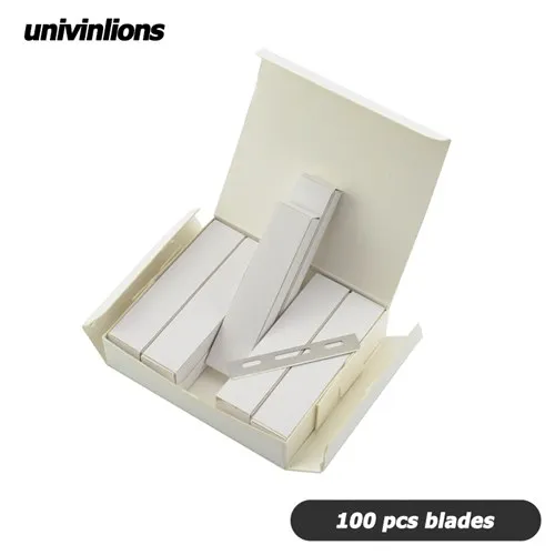 100 pieces blades " univinlions, ручная бритва, профессиональная, с прямым краем, из нержавеющей стали, острая, Парикмахерская бритва, для бороды, лица, подмышек, тела, нож для бритья - Цвет: 100 pieces blades