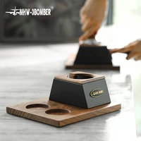 coffee tamper holder rack single wood tamping base station filter stand walnut espresso distributor mat