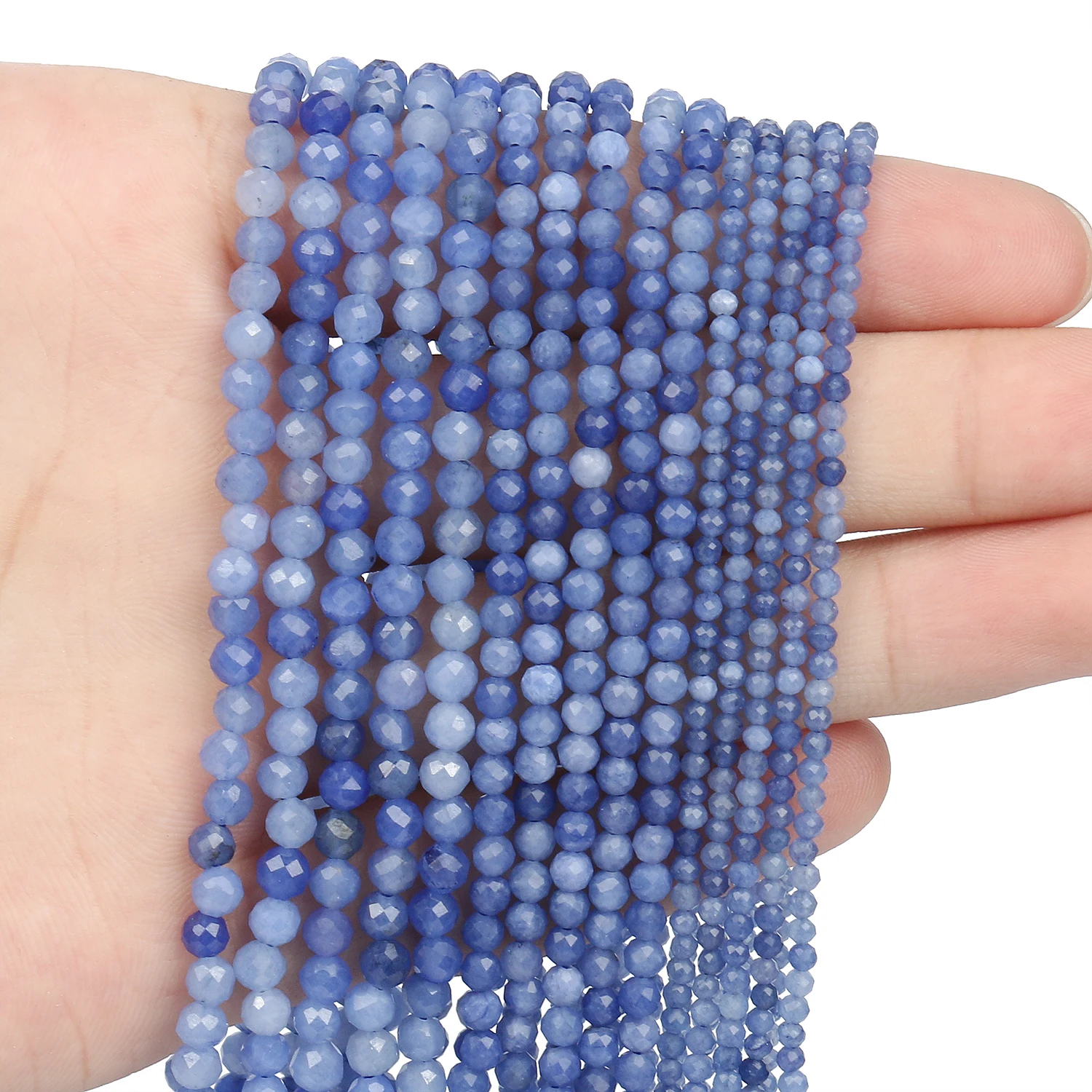

Faceted Blue Aventurine 2/3/4mm Natural Stone Beads Tiny Loose Spacer Beads for Jewelry Making DIY Bracelet Accessories 15"