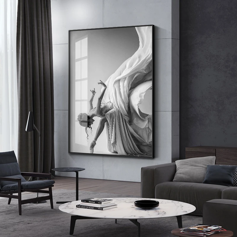 Ballet canvases for modern dance children and figurative art paintings black white walls living room bedroom | Дом и сад