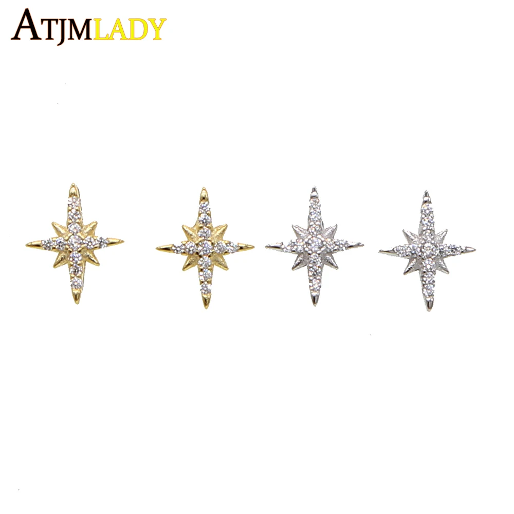 Золотое покрытие Минимальный Нежный CZ вымощенное милые маленькие серьги