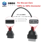 Автомобильный диагностический инструмент OBD2, кабель-удлинитель для Nissan 14 Pin OBD-OBD2, 16-контактный разъем