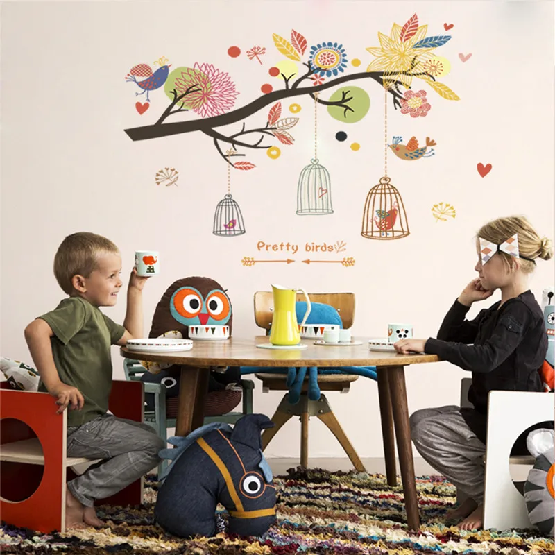 

Настенные стикеры в виде ветки для спальни, гостиной, украшение, натуральная пасторальная роспись, искусство «сделай сам», Декор, домашняя н...