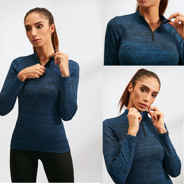 Winter Women's Fitness Clothing Long Sleeve Thermal Polo t-shirts Plus Velvet Sports Top Female Warm Yoga Wear Training Shirt