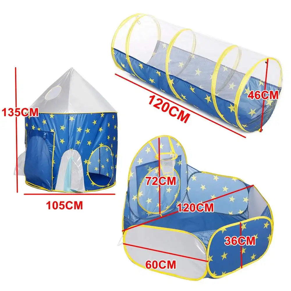 

3 in 1 Children's Tent Spaceship Tent Outdoor And Indoor Space Yurt Tent Game House Rocket Ship Crawling Play Tent Ball pool