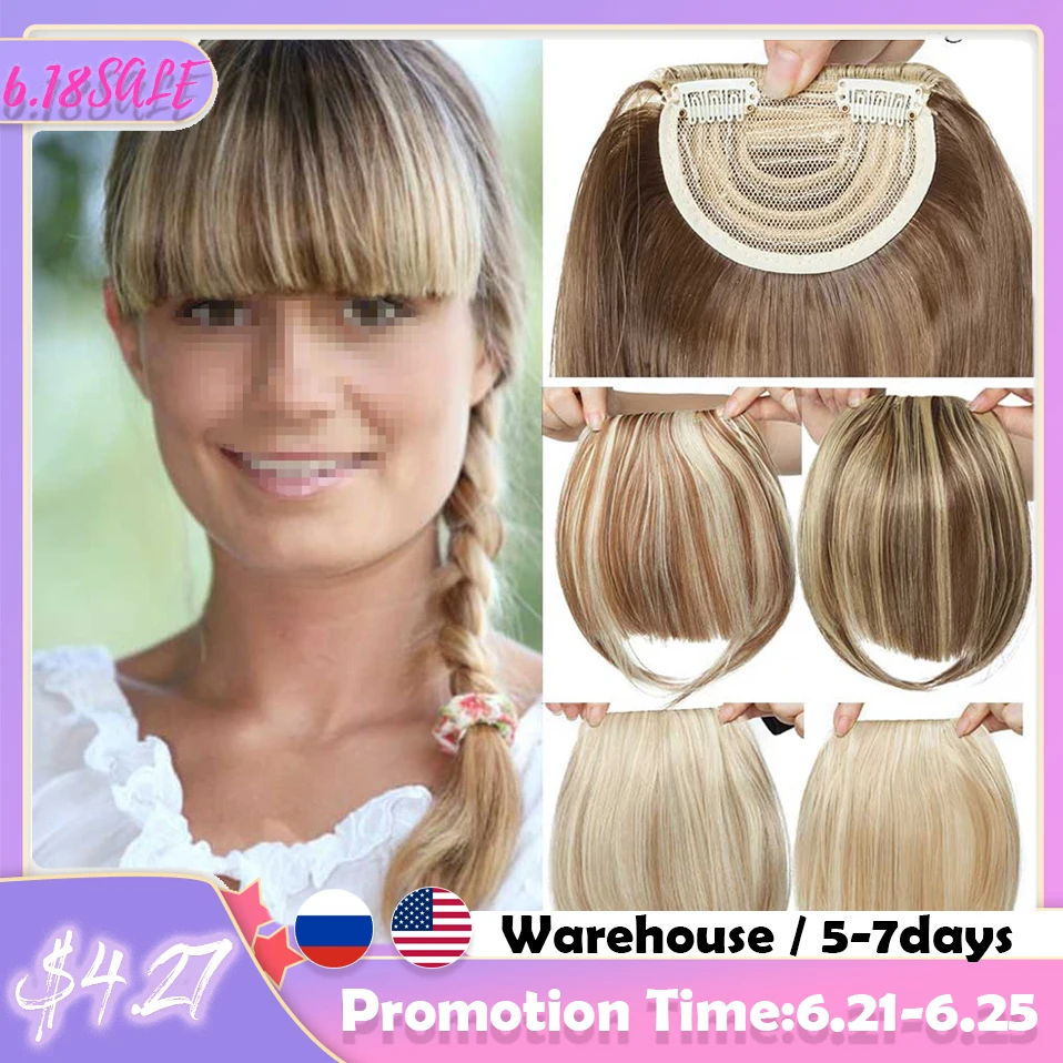 

S-noilite 2 Clip In On Bang Bangs Fringe Synthetic Hairpiece Fringe Hair Extensions Black Brown blonde hairpiece for women