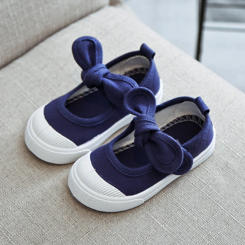 

Kids Toddler Shoes Breathable Girls Canvas Flats Lightweight Children Princess Shoes Fashion Bowknot Comfortable Soft Anti-slip