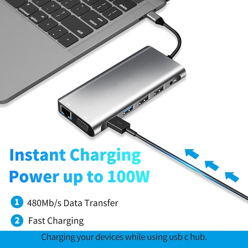 

Type C to Dual HDMI RJ45 PD 12-In-1 Docking Station MST Three-Screen Different Display Notebook Docking Station