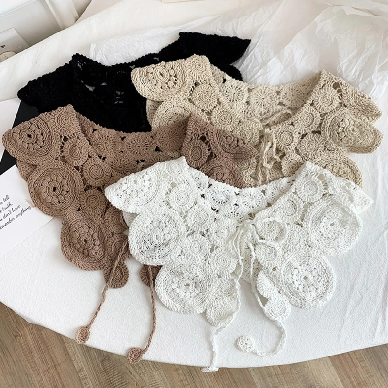 Винтажная вязаная крючком шаль шарф с круглым узором однотонная декоративная