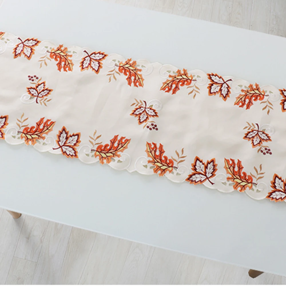 Свадебное украшение для стола скатерти с вышивкой в виде кленовых листьев