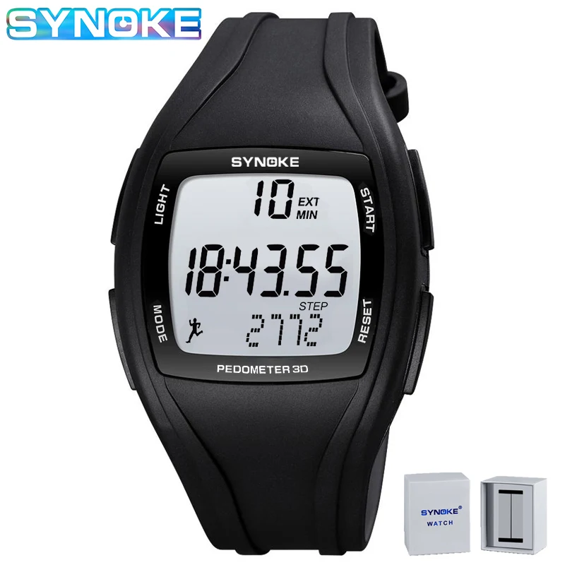 

SYNOKE Pedometer Electronic Watch Men 5ATM Waterproof Digital Wristwatch Military Chronograph Sport Man Clock Relogio Masculino
