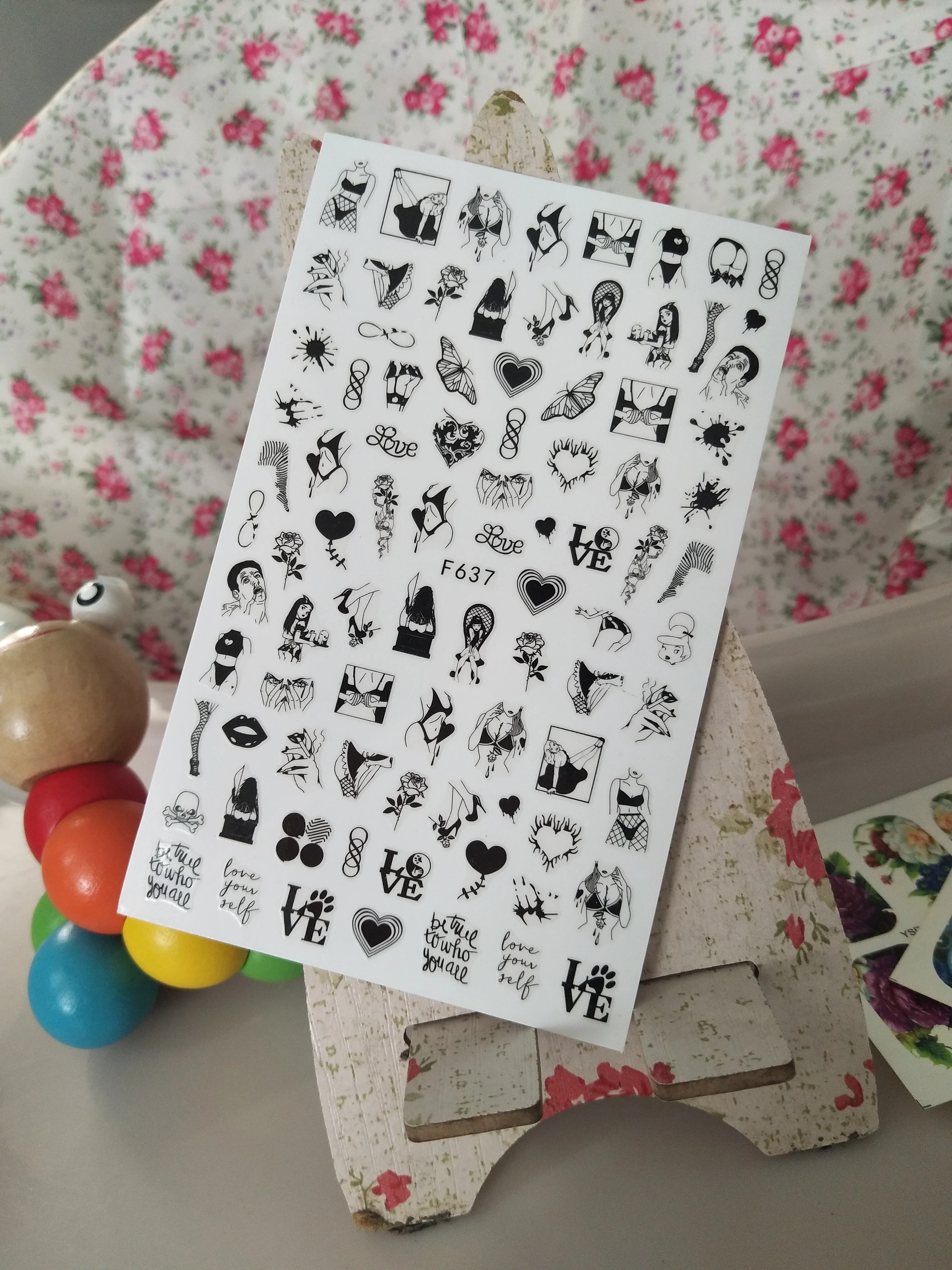 3D наклейки для ногтей крутая бабочка рыба девушка украшения ногтевого дизайна