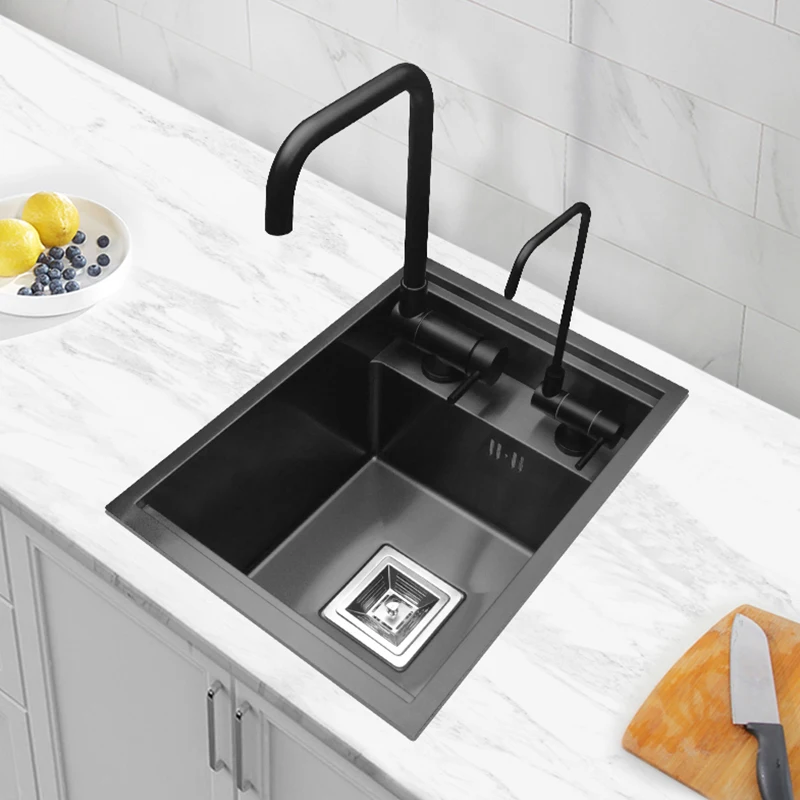

Hidden Black Kitchen Sink Bar Small Size Sink 304 Stainless Steel Single Bowl Black Small Size Sink With Clean Water Tap