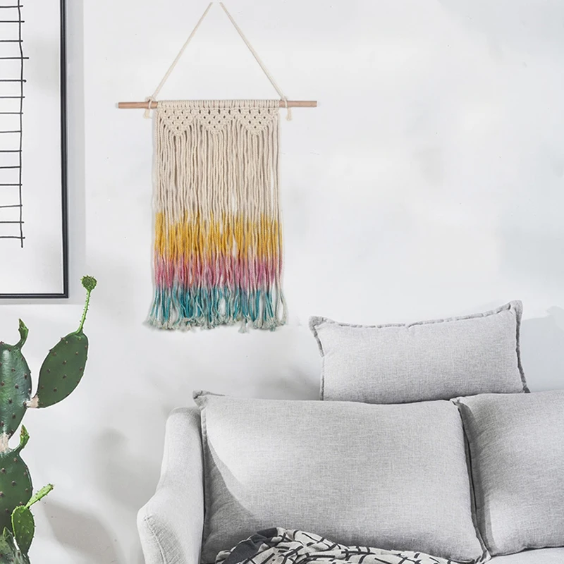 

Macrame Woven Wall Hanging Boho Chic Bohemian Home Geometric Art Decor Beautiful Dorm Room Decoration 30 x 58cm