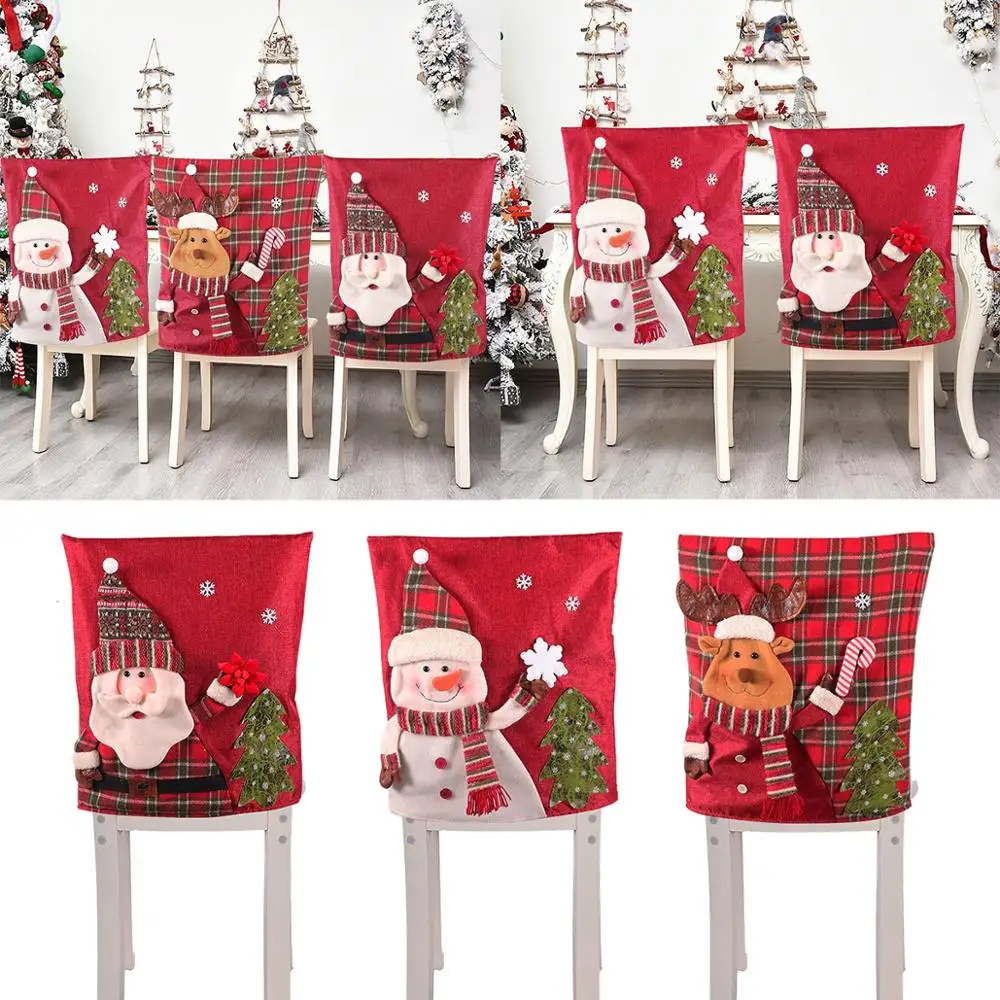 

Snowman linen Christmas Chair Cover Merry Christmas Decorations For Home 2020 Xmas Ornaments New Year Decor 2021 Navidad Natal