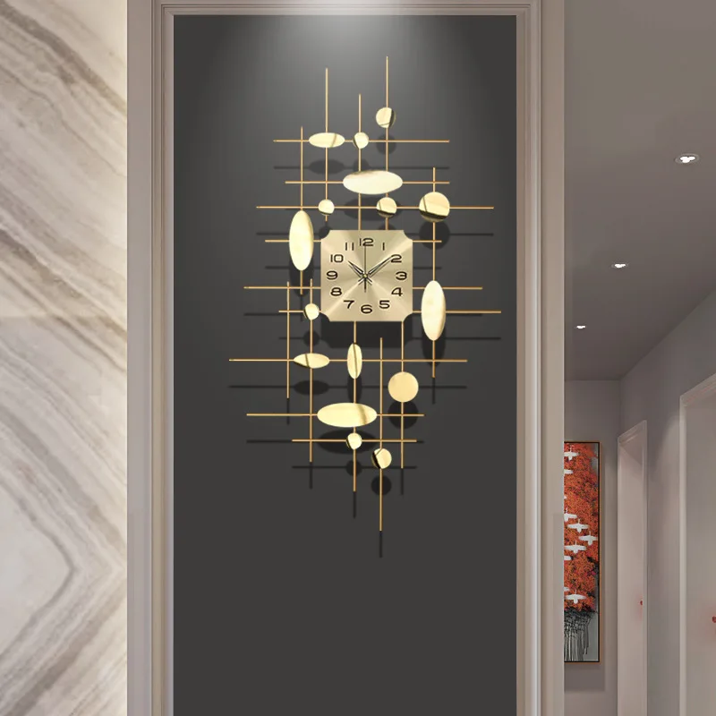 

Chinese Grass Wall Clock Polished Craftsmanship Golden Luxury Wall Clock Modern Design Metal Material Reloj De Pared Home Clocks