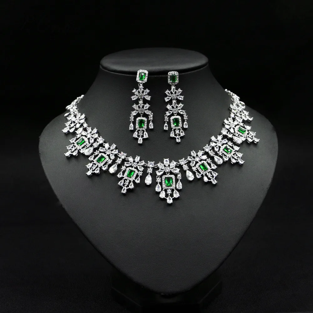 

PEORCHID Luxury Bridal Zirconia Full Jewelry Sets For Women Fashion Dubai Party Necklace Earings Wedding Accessories 2021