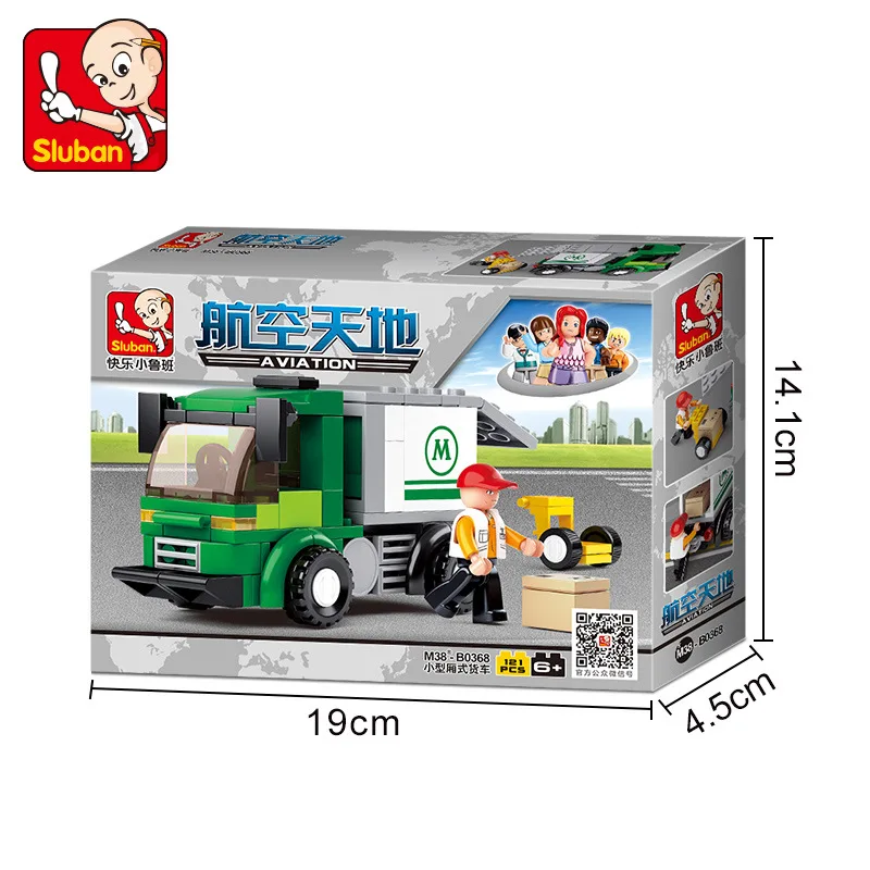 

121PCS+ SLUBAN City Courier Car Building Blocks Children Creative Bricks Assembled Toys Trucks Vehicle Model Birthday Gifts