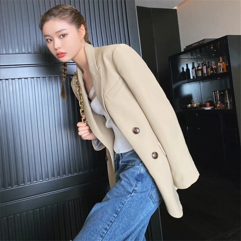 

Real Shot 2020 Spring And Autumn Korean Temperament Women's Fashion Design Loose Casual Suit Jacket Top