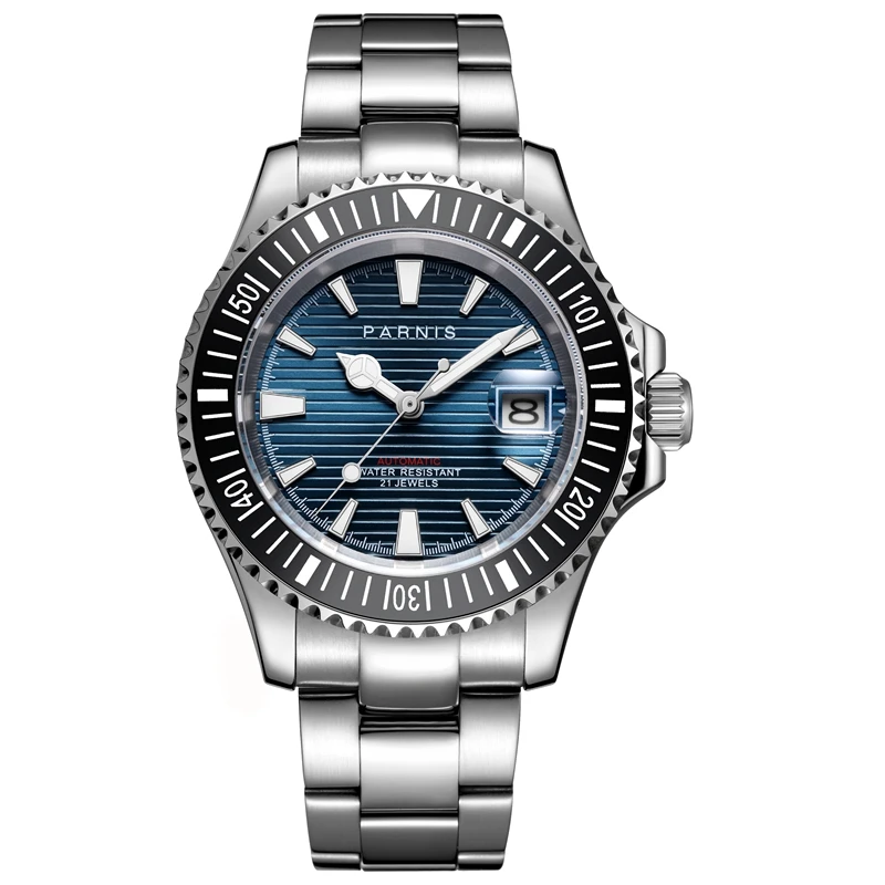 Parnis автоматические механические часы Для мужчин 21 драгоценности Miyota 8215