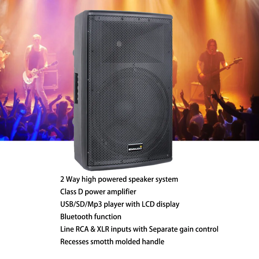 Professional 15&quot 4000W PA DJ 2-Way Powered Active Bluetooth Speaker System 4 Ohm Player Audio Karaoke Stage Stand SHD-15 | Электроника