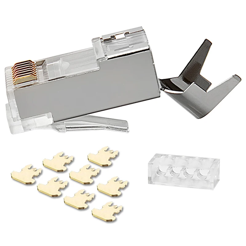 TOP! Rj45 разъем Rj 45 Ethernet кабель Разъем Cat7 Cat6A 8P8C Stp экранированный Cat 7 сетевые