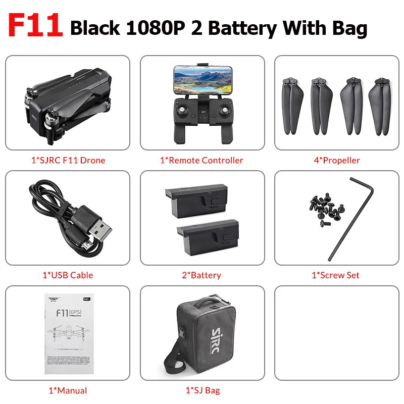 F11 1080P 5G 2B Bag SJRC F11/F11 PRO gps 5G Wifi FPV с 2K широкоугольной камерой 28 минут время полета бесщеточный складной Радиоуправляемый Дрон Квадрокоптер RTF Дрон - Цвет: F11 1080P 5G 2B Bag