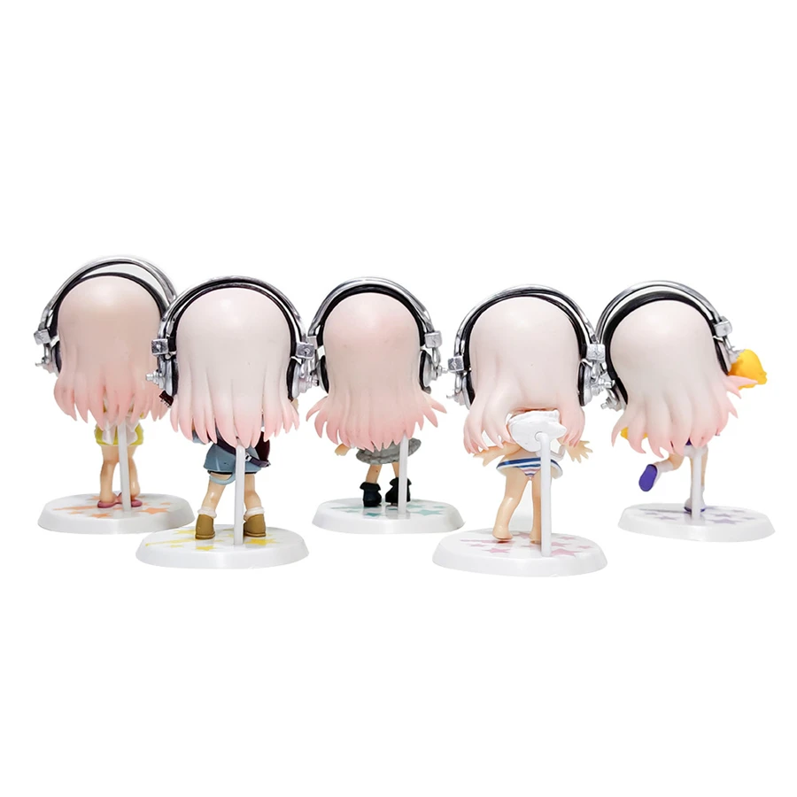 

5pcs/lot Supersonico Anime Action Figure Toys Pretty Girl Kawaii Collectible Figurine Model Super Sonic Statue Car Decorations