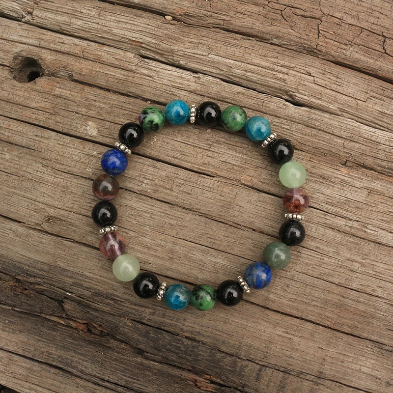 Бусины из натурального камня диаметром 8 мм апатит рубин зоизит лес спокойствие