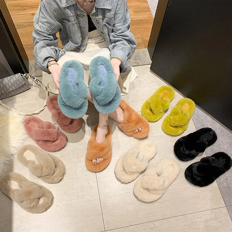 Winter Women Slippers Warm Plush Platform Home Casual Flats Shoes Ladies Comfort New Female Footwear Fashion Zapatos De Mujer