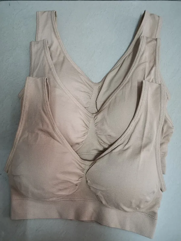 khaki 3pcs Прямая поставка; 3 шт./компл. без проволок со съемной тонкой подкладкой бесшовные пуш-ап для женщин размера плюс нижнее белье без косточек для фитнеса форма тела бюстгальтер - Цвет: khaki 3pcs