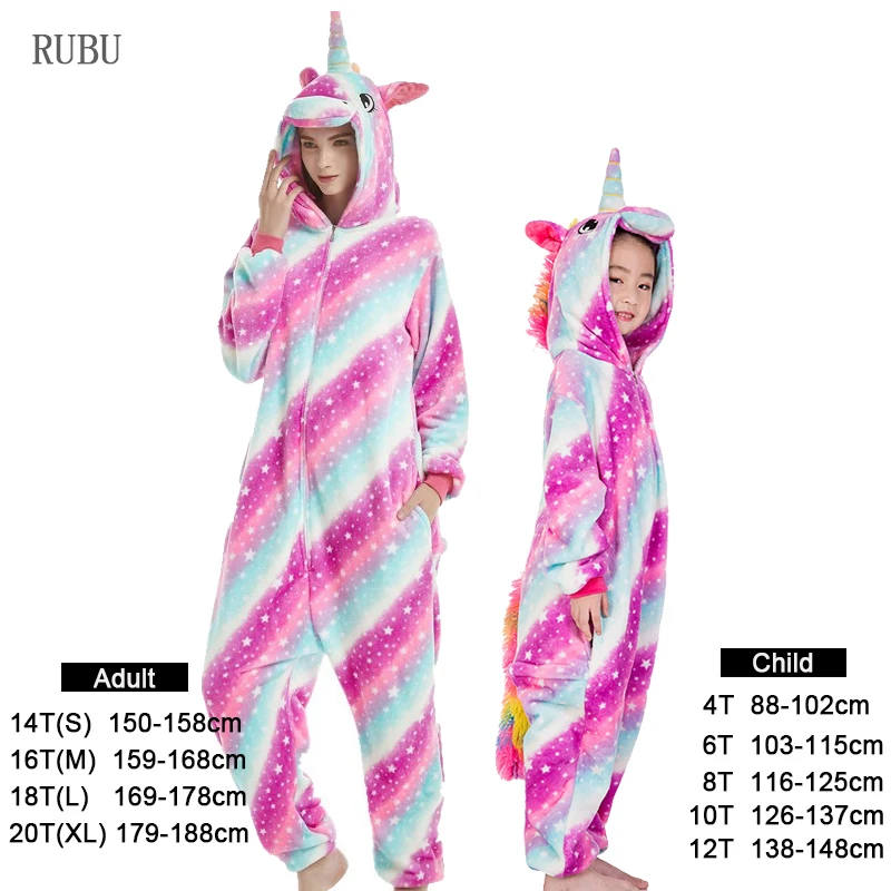 Пижама в виде единорога для девочек комбинезон женские кигуруми панда зимняя