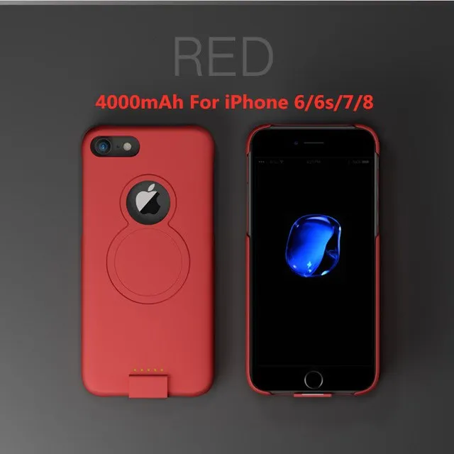 Red 1 Для iP 8/7/6 Расширенный чехол для аккумулятора телефона для iPhone 8/7/6s/6 Plus Беспроводной магнитный чехол для зарядного устройства для iPhone Xs/X - Цвет: Red 1