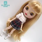 Футболка, клетчатая юбка, носки, обувь для кукол Blyth Azone OB23 OB24 16