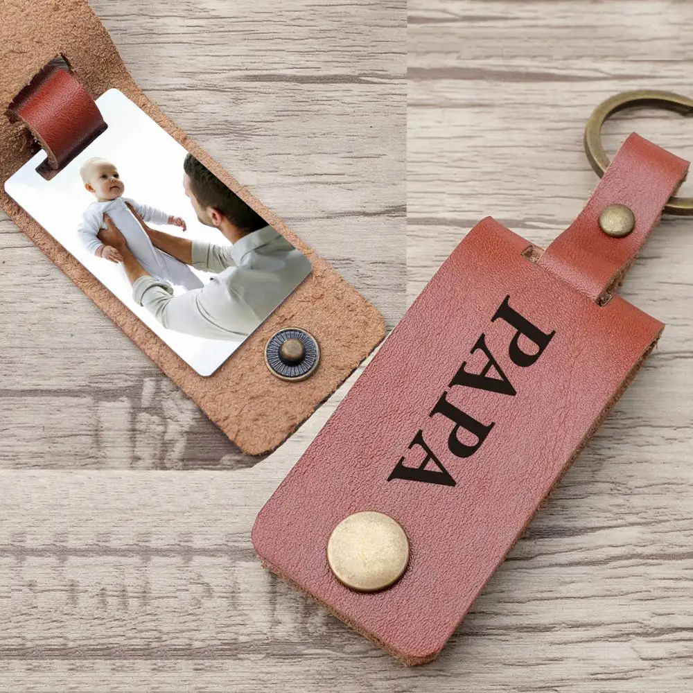 Фото брелок фото на заказ кожаный для папы подарок персональный Него | Украшения