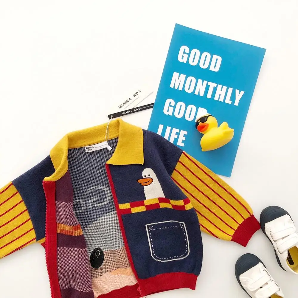 

2020 Autumn baby boy coat animal pattern knitted jacket for baby girl clothing